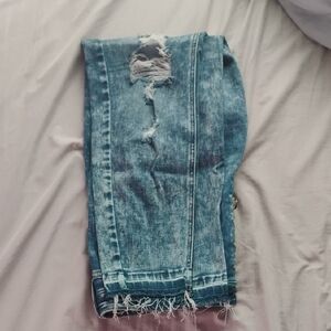 Maurices Distressed Light Blue Cropped Jeans